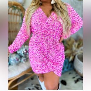 Southern Fried Chics pink sequin dress